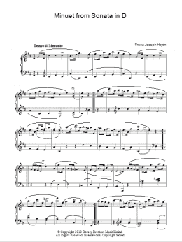page one of Minuet From Sonata In D (Piano Solo)