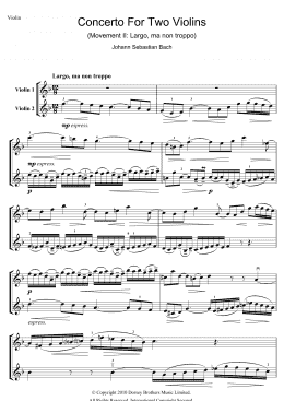page one of Concerto for Two Violins (2nd Movement: Largo ma non Troppo) (Violin Solo)