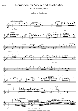 page one of Romance For Violin And Orchestra, No.2 In F Major, Op.50 (Violin Solo)