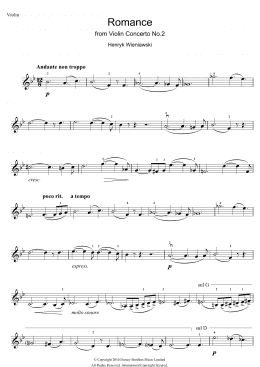 page one of Romance From Violin Concerto, No.2 (Violin Solo)