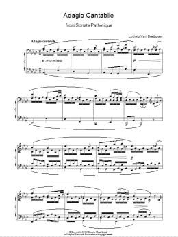 page one of Adagio Cantabile From Sonate Pathetique Op. 13, Theme From The Second Movement (Piano Solo)