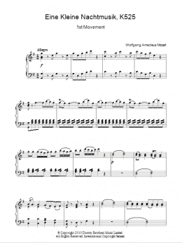 page one of Allegro from Eine Kleine Nachtmusik K525 (Piano Solo)