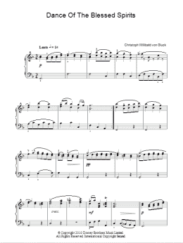 page one of Dance Of The Blessed Spirits (from Orfeo ed Euridice) (Piano Solo)