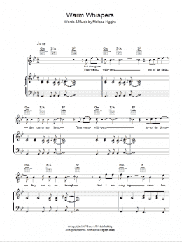 page one of Warm Whispers (Piano, Vocal & Guitar Chords)
