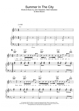 page one of Summer In The City (Piano, Vocal & Guitar Chords)