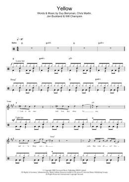 page one of Yellow (Drum Chart)