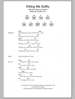 page one of Killing Me Softly With His Song (Guitar Chords/Lyrics)