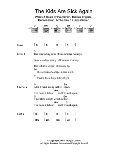 page one of The Kids Are Sick Again (Guitar Chords/Lyrics)