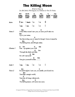 page one of The Killing Moon (Guitar Chords/Lyrics)
