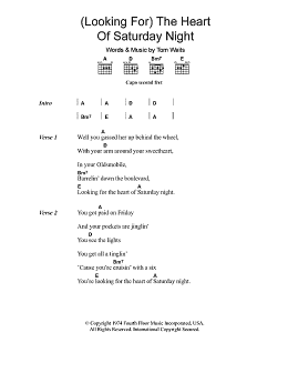 page one of (Looking For) The Heart Of Saturday Night (Guitar Chords/Lyrics)