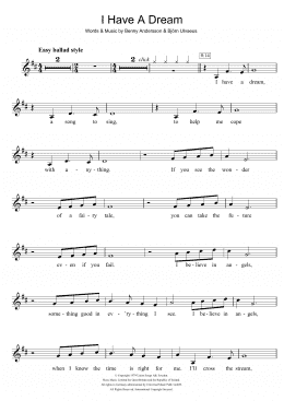 page one of I Have A Dream (Clarinet Solo)