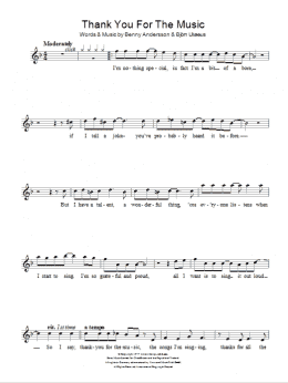 page one of Thank You For The Music (Guitar Tab)