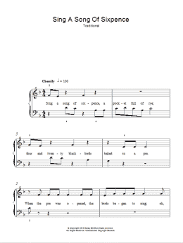 page one of Sing A Song Of Sixpence (Easy Piano)