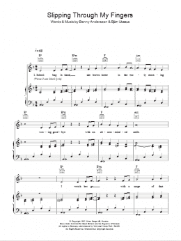 page one of Slipping Through My Fingers (Piano, Vocal & Guitar Chords)