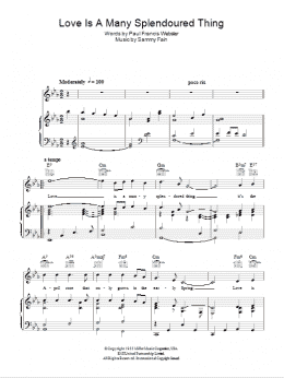 page one of Love Is A Many Splendoured Thing (Piano, Vocal & Guitar Chords)