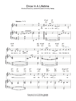 page one of Once In A Lifetime (Piano, Vocal & Guitar Chords)