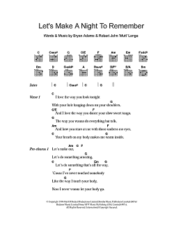 page one of Let's Make A Night To Remember (Guitar Chords/Lyrics)