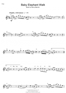 page one of Baby Elephant Walk (from Hatari!) (Flute Solo)