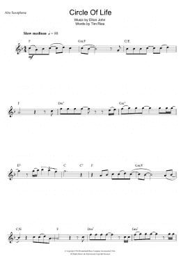 page one of Circle Of Life (from The Lion King) (Alto Sax Solo)