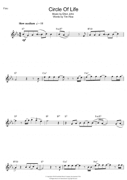 page one of Circle Of Life (from The Lion King) (Flute Solo)