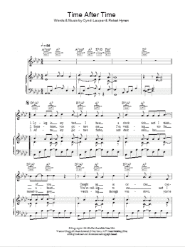 page one of Time After Time (Piano, Vocal & Guitar Chords)