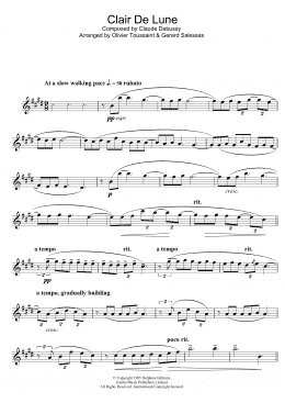 page one of Clair De Lune (Clarinet Solo)