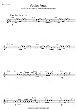 page one of Voulez Vous (Alto Sax Solo)