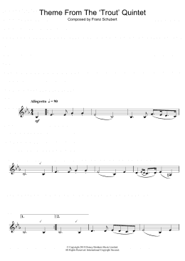 page one of Theme From The Trout Quintet (Die Forelle) (Alto Sax Solo)