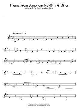 page one of Symphony No. 40 (Theme) (Alto Sax Solo)