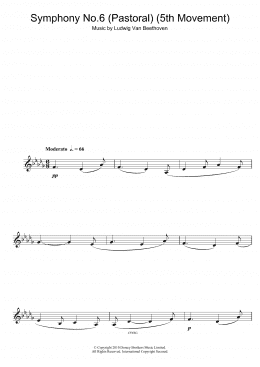 page one of Symphony No.6 (Pastoral), 5th Movement (Alto Sax Solo)