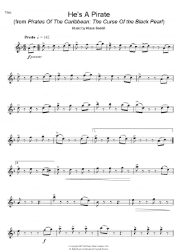 page one of He's A Pirate (from Pirates Of The Caribbean: The Curse Of The Black Pearl) (Flute Solo)