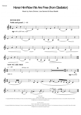 page one of Honor Him/Now We Are Free (from Gladiator) (Clarinet Solo)