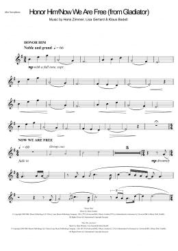 page one of Honor Him/Now We Are Free (from Gladiator) (Alto Sax Solo)