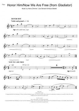 page one of Honor Him/Now We Are Free (from Gladiator) (Flute Solo)