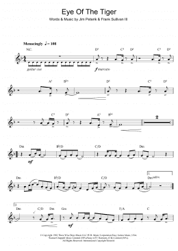 page one of Eye Of The Tiger (Clarinet Solo)