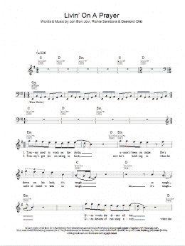 page one of Livin' On A Prayer (Lead Sheet / Fake Book)