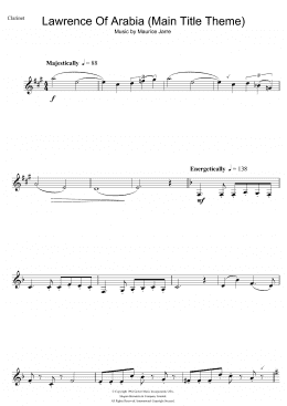 page one of Lawrence Of Arabia (Main Titles) (Clarinet Solo)