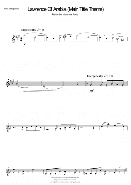 page one of Lawrence Of Arabia (Main Titles) (Alto Sax Solo)
