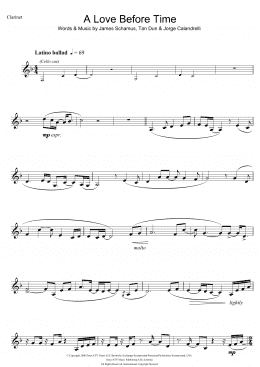 page one of A Love Before Time (Clarinet Solo)