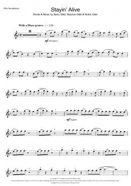 page one of Stayin' Alive (Alto Sax Solo)