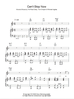 page one of Can't Stop Now (Piano, Vocal & Guitar Chords)