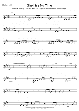 page one of She Has No Time (Clarinet Solo)