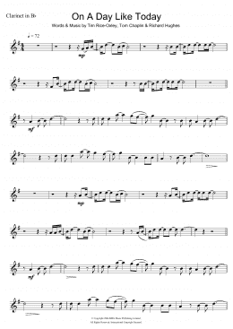 page one of On A Day Like Today (Clarinet Solo)
