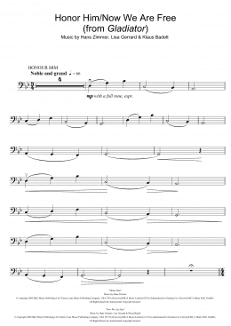 page one of Honor Him/Now We Are Free (from Gladiator) (Cello Solo)