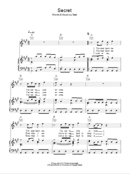 page one of Secret (Piano, Vocal & Guitar Chords)