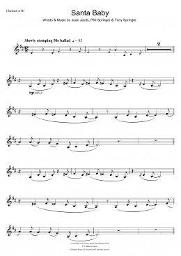 page one of Santa Baby (Clarinet Solo)