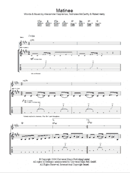 page one of Matinee (Guitar Tab)