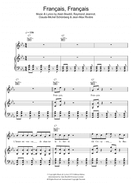 page one of Francais, Francais (Piano, Vocal & Guitar Chords)