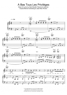 page one of A Bas Tous Les Privileges (Piano, Vocal & Guitar Chords)