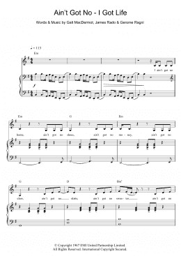 page one of Ain't Got No - I Got Life (Piano, Vocal & Guitar Chords)